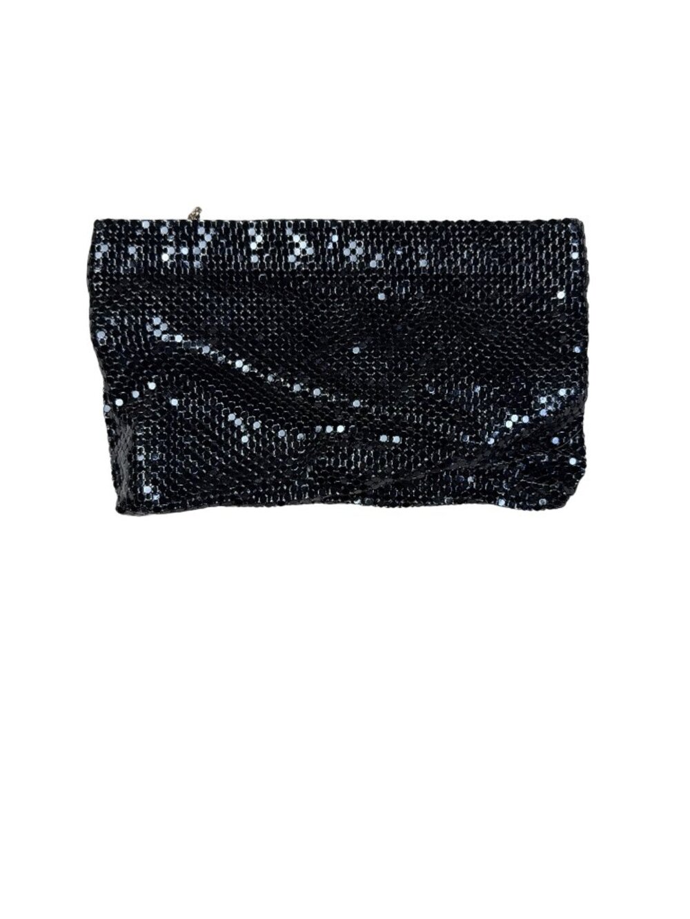 Vintage Whiting & Davis Black Mesh Evening Clutch With Gold Heart Zipper Pull